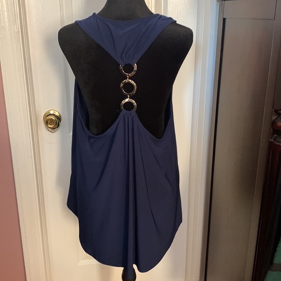 AUW brand Sleeveless Blouse with 3 Gold Rings down the back - Picture 2 of 5